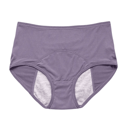 Purple leakproof women's brief underwear with high waist and soft inner lining